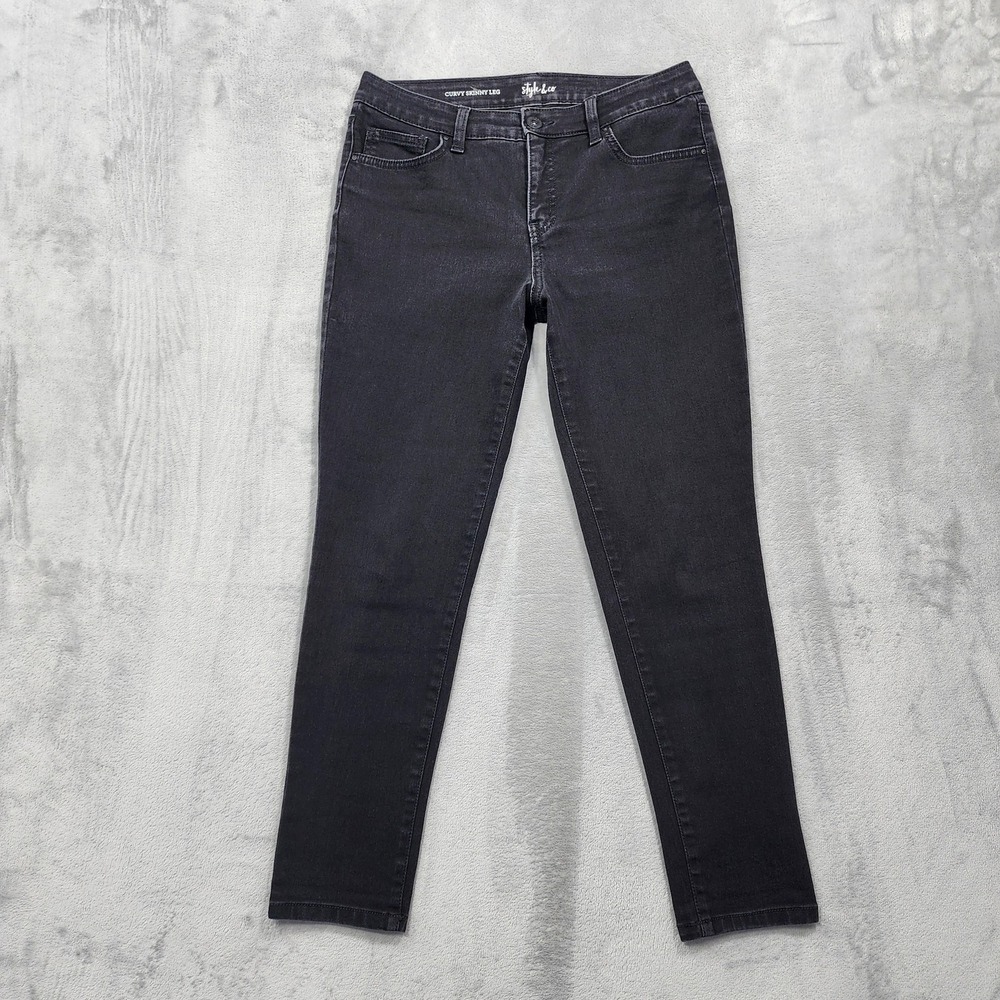 Style&Co Jeans Womens 6S SHORTBlack Curvy Skinny Leg Mid Rise Stretch Denim
